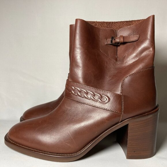 Aquatalia Evette Brown Leather Mid-Calf Boots - Picture 5 of 8